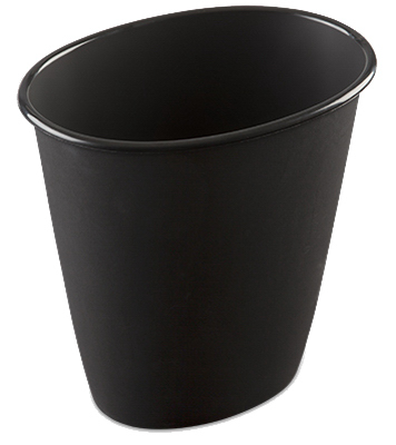 Oval Vanity Wastebasket, Black, 1.5-gallon, 10.125"l X 7.5"w X 9.75"h