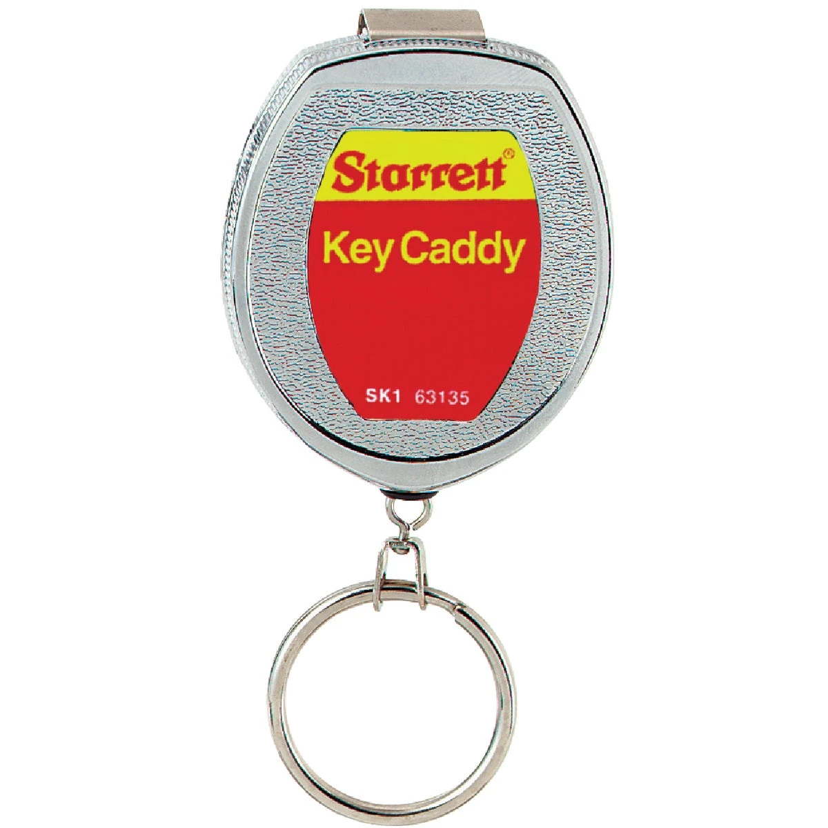 21 Inch Chrome Retractable Key Caddy Chain With Belt Clip And Key Ring