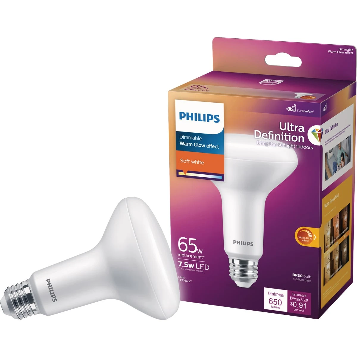 Warm Glow Ultra Definition 65w Equivalent Soft White Br30 Dimmable Led Floodlight Bulb