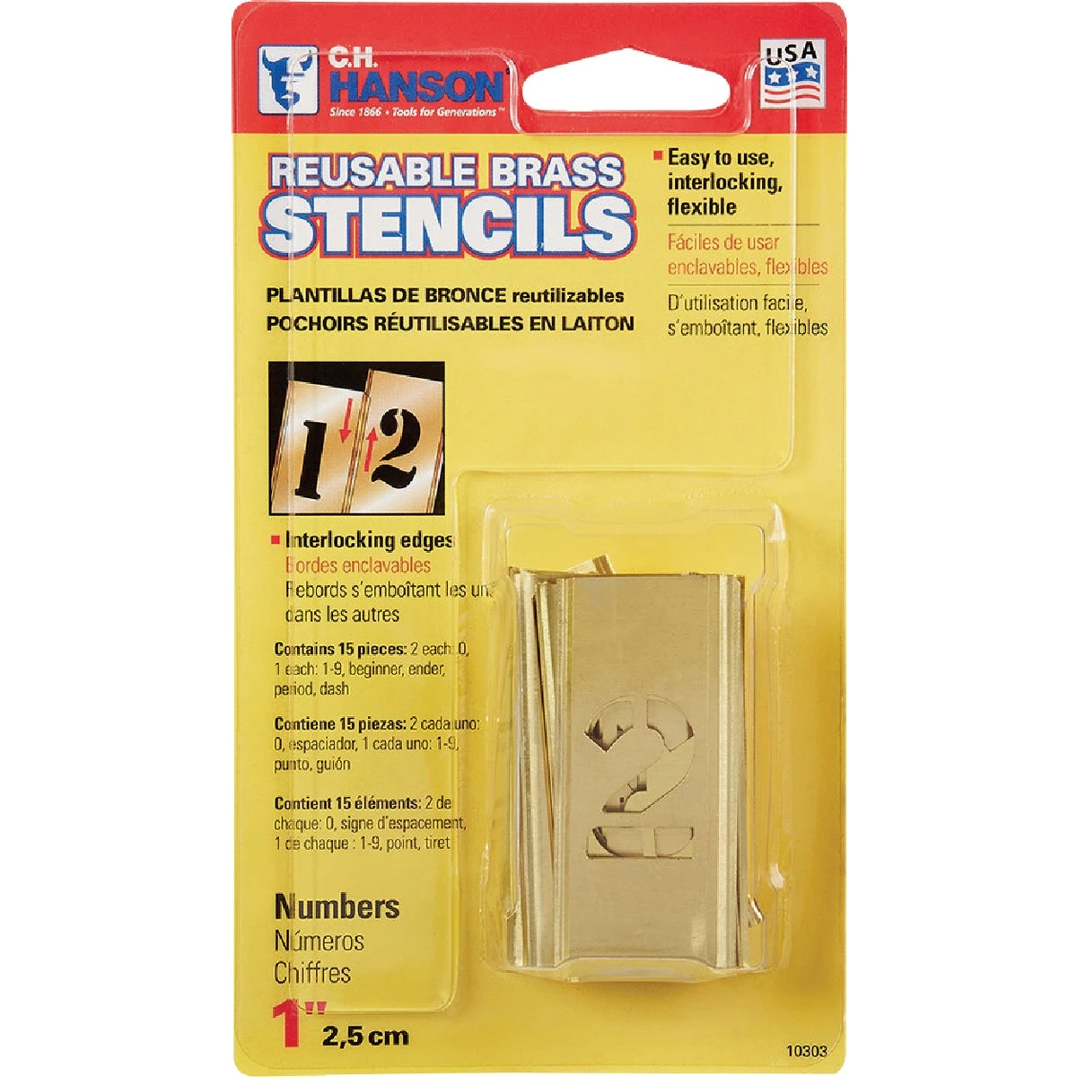1 Inch Numeral Stencil Set - 15 Piece Solid Brass Marking Tools