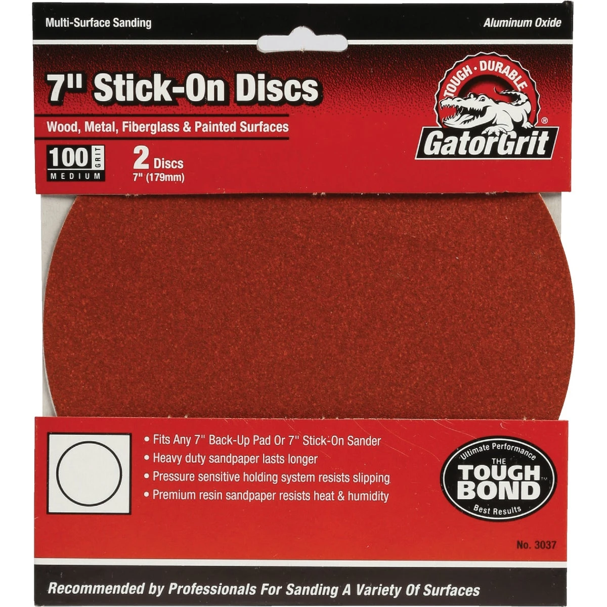 Gator 7 In. 100 Grit Stick-On Sanding Disc (2-Pack)