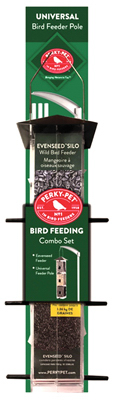 Evenseed Silo Bird Feeder With Universal Pole, Holds 3 Pounds Of Seed