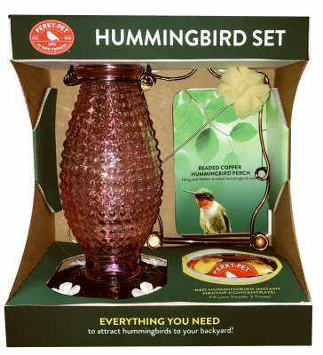 Vintage Hummingbird Feeder Set - Beautifully Crafted With Durable Glass And Metal Components