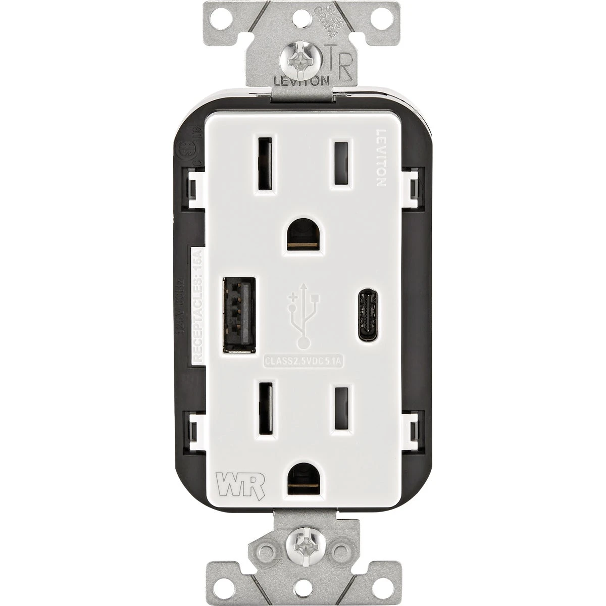 15a White 2-port Usb Charging Outlet With Weather-resistant Duplex Outlet