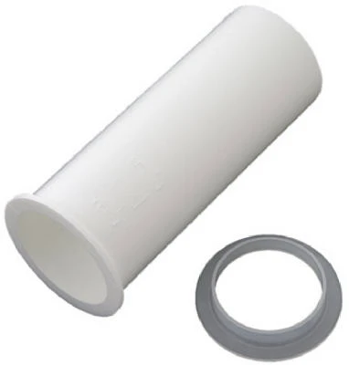 White Plastic Flanged Kitchen Drain Tailpiece, 1.5 Inch Outer Diameter by 4 Inch Length