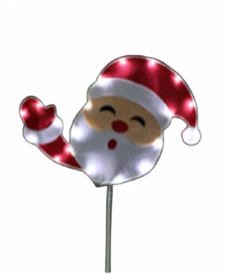 32 Inch Santa Face Pathway Stake With Led Tape Lights - Holiday Wonderland