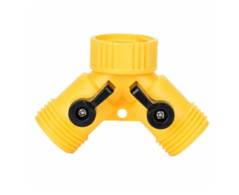 2-way Poly Y Connector With Twin Shut-off Valves For Hoses