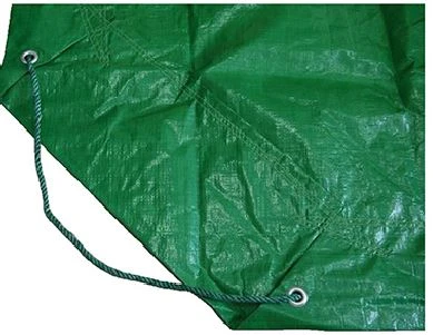 9' X 9' Green Yard Tarp / Leaf Hauler With Grommets And Pull Thru Ring Design