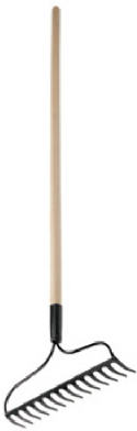 Welded Bow Rake with Lacquered Wooden Handle for Durable Lawn and Garden Use