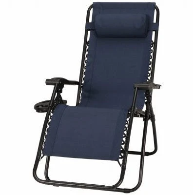 Verona Zero Gravity Chair With E-coated Steel Frame And Detachable Tray, Navy