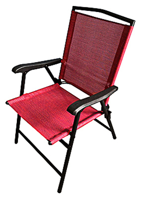 Marbella Steel Folding Chair with Red Sling Fabric Seat and Backrest