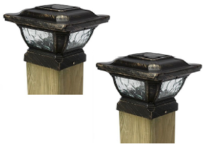 Solar Post Cap Light, Metal, 2-Pk.