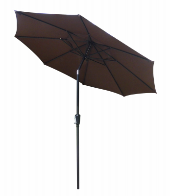 9-foot Patio Market Umbrella With Steel Frame And Brown Polyester Canopy