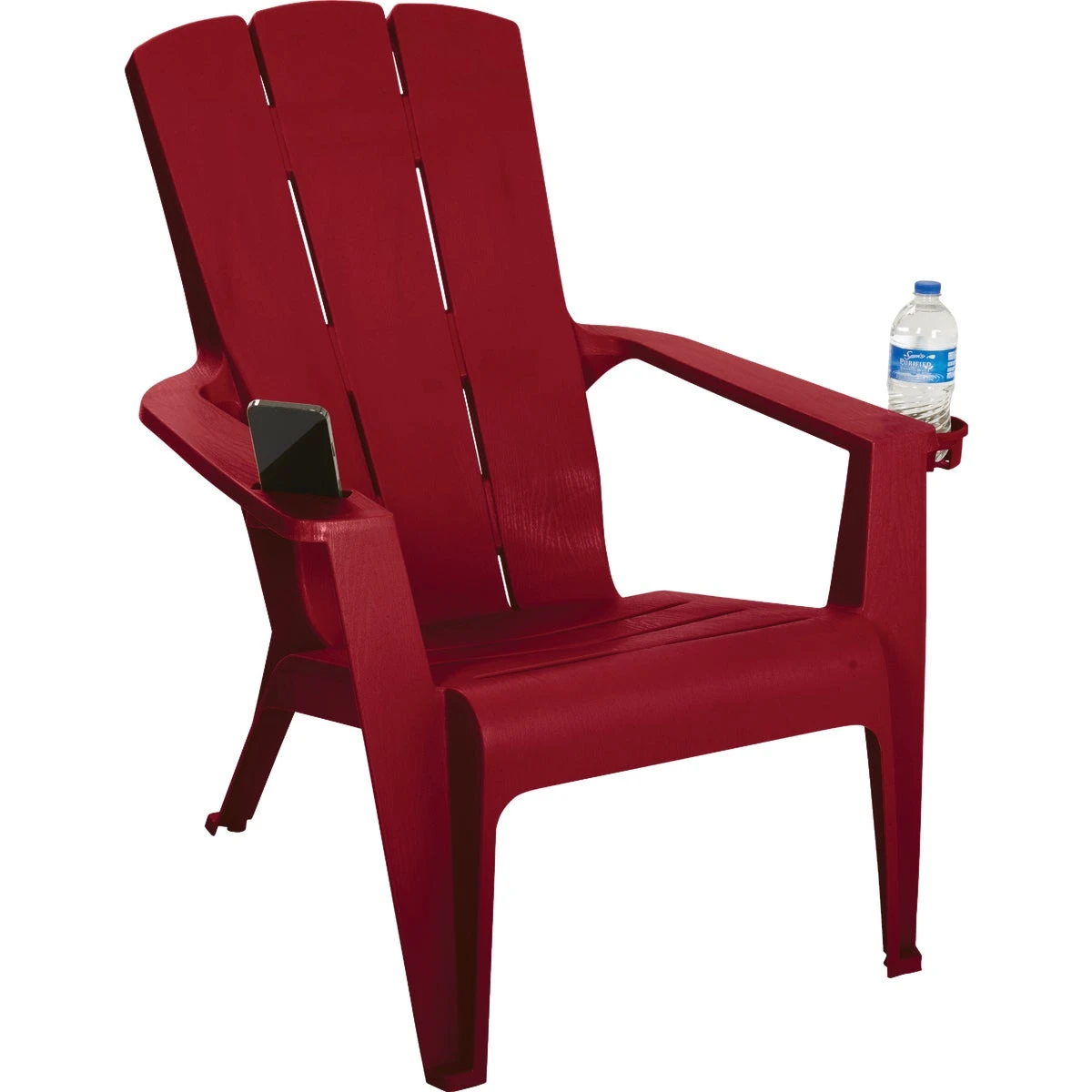 Crimson Red Deluxe Contour Adirondack Chair With Cup Holder And Smartphone Holder