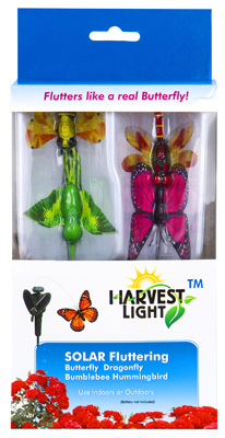 Solar-power Fluttering Creatures Garden Toppers, 4 Decorative Pieces