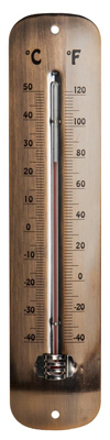 Metal Thermometer With Bronze Finish, 12-inch For Indoor And Outdoor Use