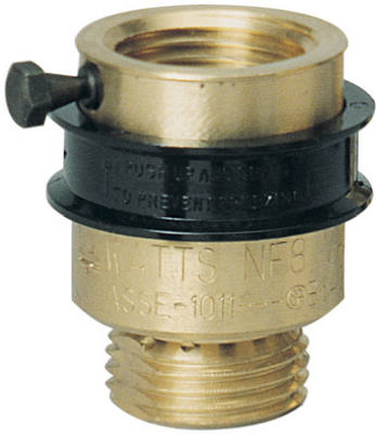 Hose Connection Vacuum Breaker, 3/4" Female Hose Thread X 3/4" Male Hose Thread