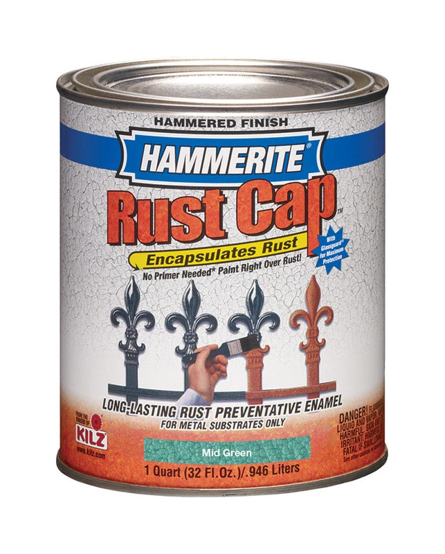 Rust Cap Indoor/outdoor Hammered Mid Green Alkyd-based Metal Paint 1 Quart