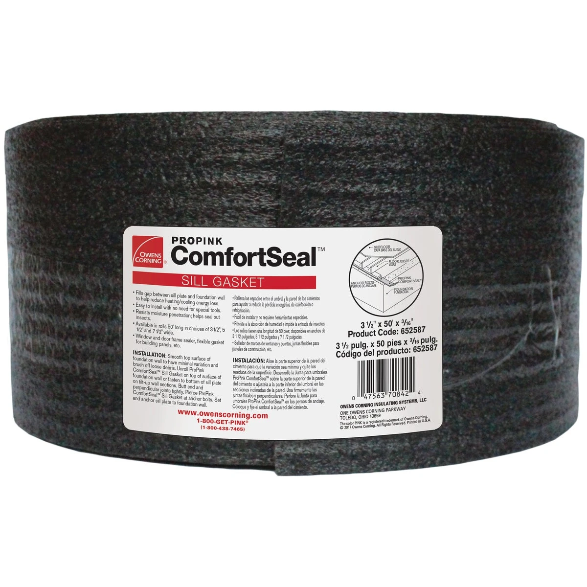 3.5 In. X 50 Ft. Black Polyethylene Foam Sill Sealer For Insulation