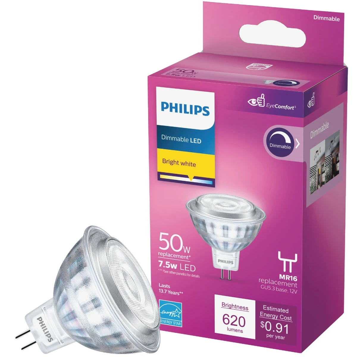 50w Equivalent Bright White Mr16 Gu5.3 Led Floodlight Light Bulb