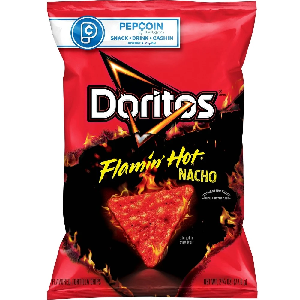 Flamin' Hot Nacho Cheese Tortilla Chips - 2.75 Ounce Bag, Adult Unisex