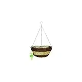 14" Hanging Basket - Brushwood & White Rattan Design