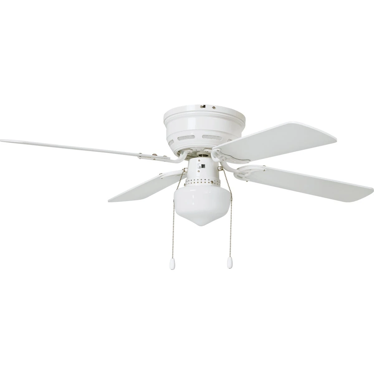 42 Inch White Ceiling Fan With Light Kit And Reversible Blades