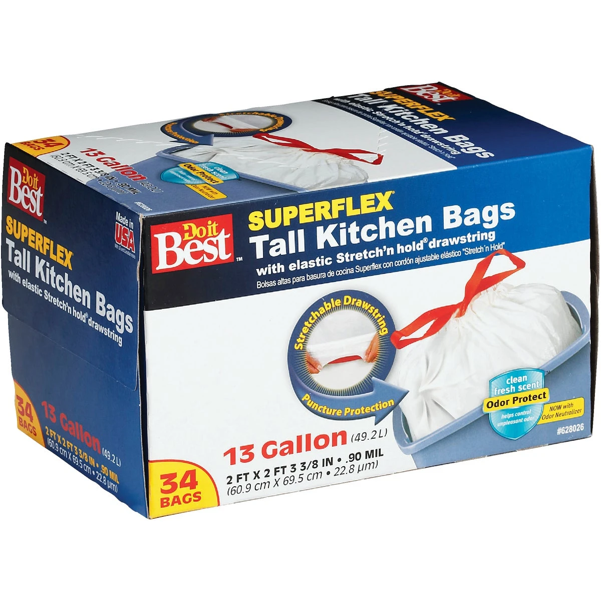 Superflex Tall Kitchen Trash Bag 13 Gallon Capacity, 50 Count
