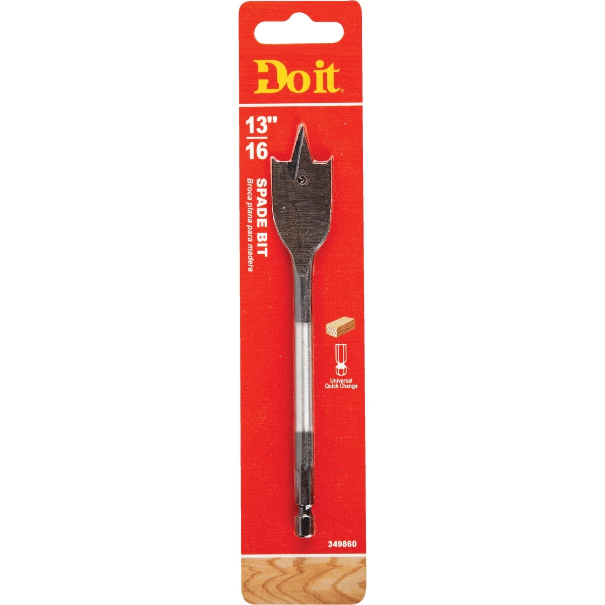 13/16 Inch X 6-1/4 Inch Carbon Steel Spade Bit With Quick Change Hex Shank