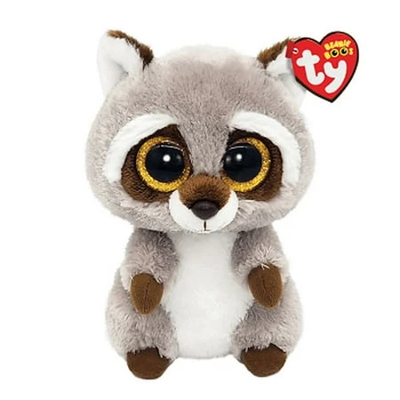 Beanie Boos Oakie The Raccoon Glitter Eyes Regular Size 6 Inch Plush Toy