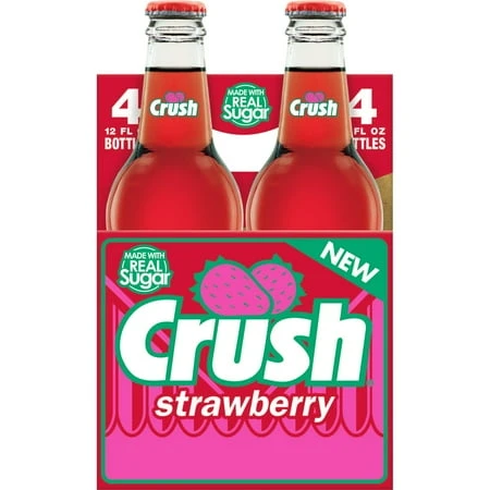 Crush Strawberry Soda Made with Sugar, 12 fl oz, 4 pack