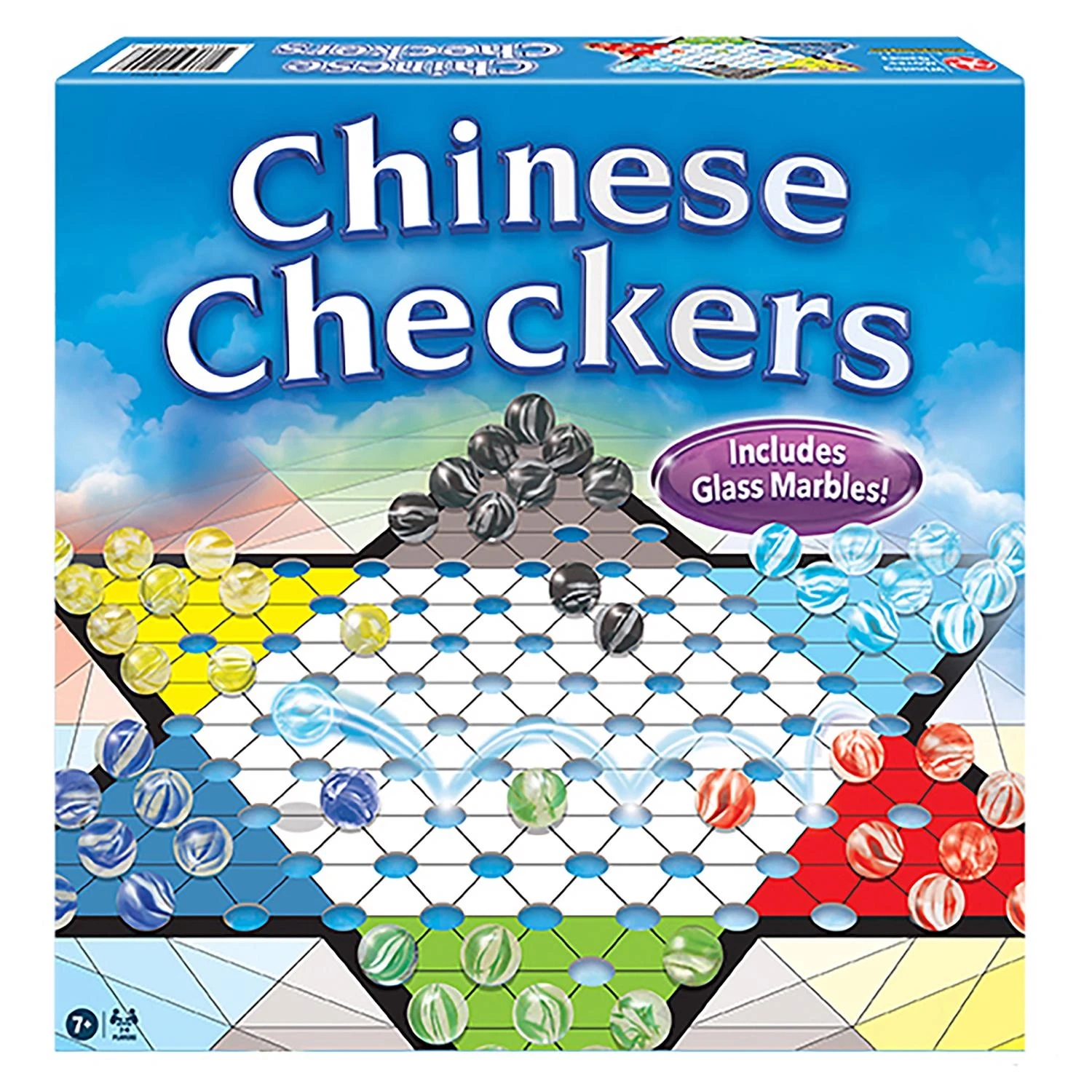 Chinese Checkers Board Game With 61 Colorful Glass Marbles