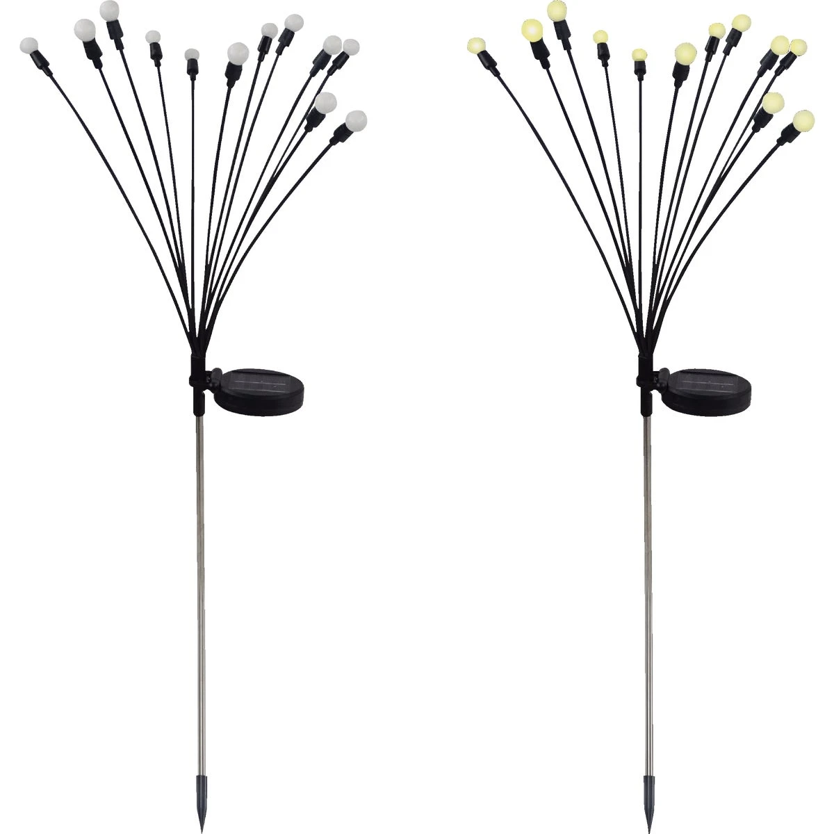 Warm White Led Firefly Solar Stake Light With 12 Leds And Stainless Steel Stake