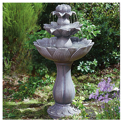 3-tier Daisy Garden Fountain, Polyresin & Fiberglass, 33 X 18 X 18 Inches