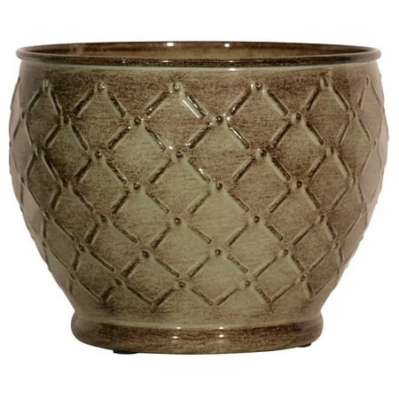 Mpt02067 Ironstone Lattice Planter, Metal Construction, Antique Green Finish