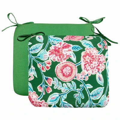 Universal Seat Cushion, Green Floral Design, 18 X 15 X 3.5 Inches