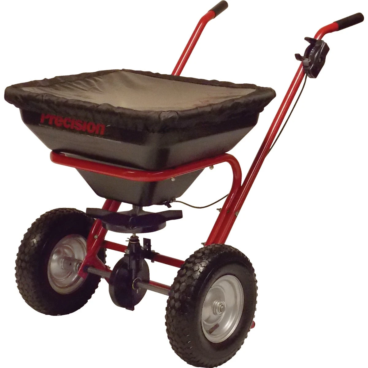100 Lb. Capacity Broadcast Salt Spreader With Adjustable Cover And Pneumatic Tires