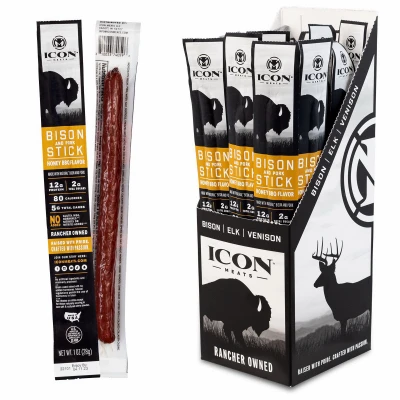 1 Oz. Bison Stick, Honey Bbq - Delicious Snack For Outdoor Adventures