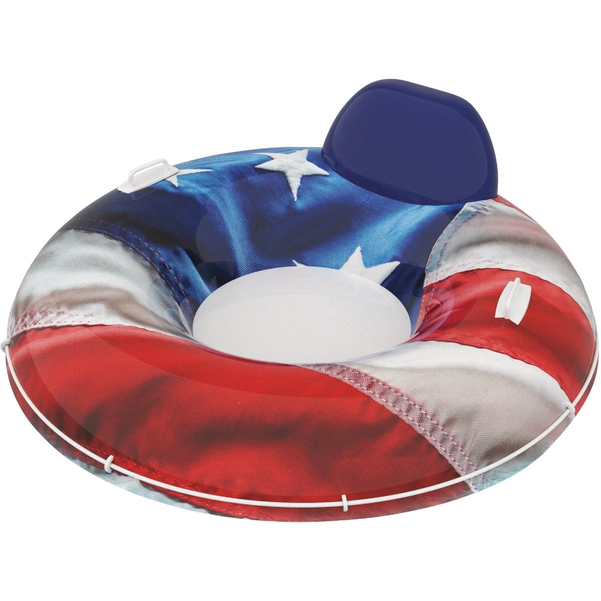 Stars & Stripes Heavy-duty River Tube With Handles, Backrest, And Cup Holder