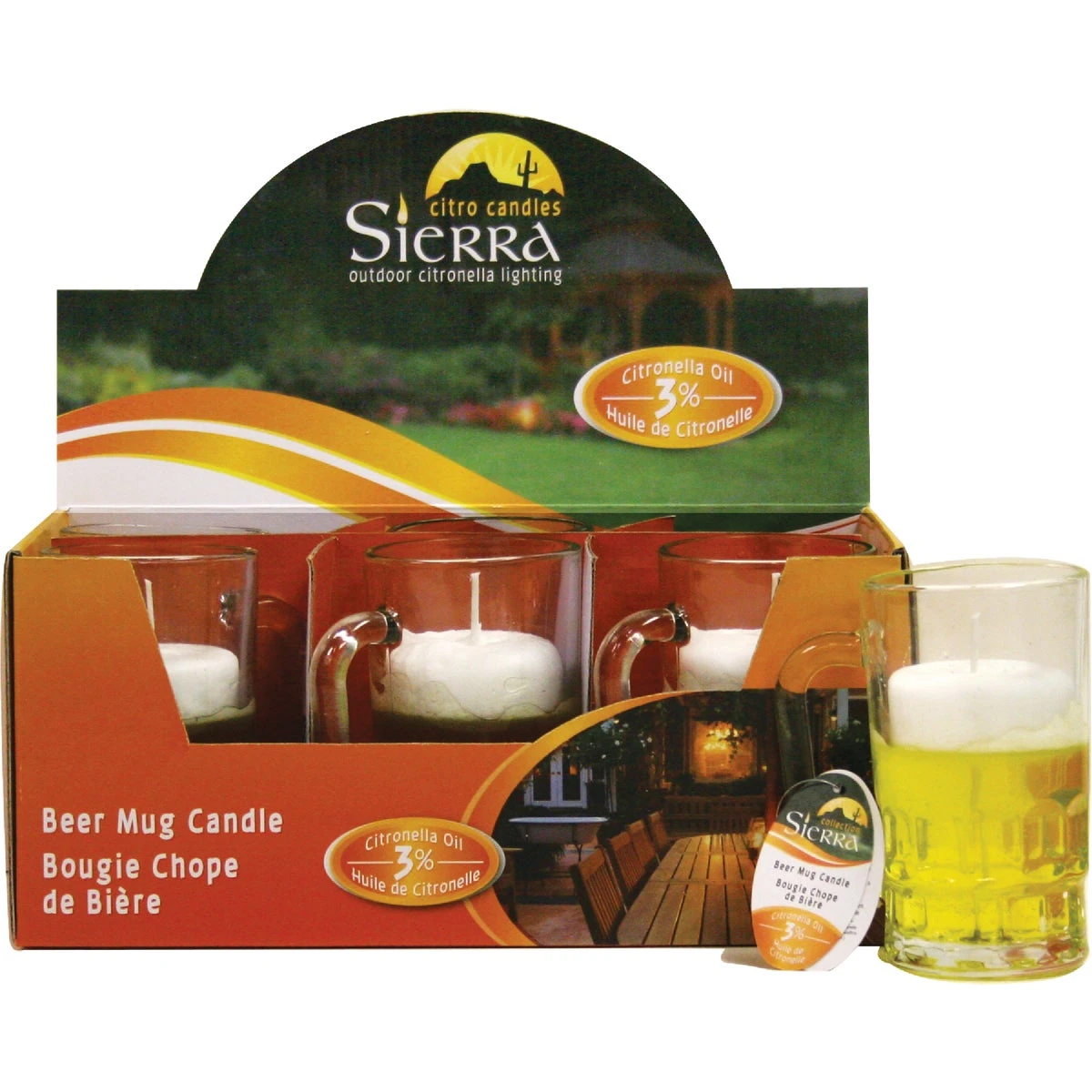 Beer Mug Citronella Candle - 16 Ounce Outdoor Decorative Candle