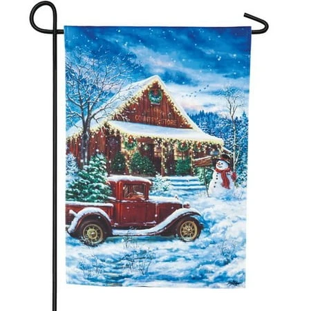 Vintage Christmas Solar Led Garden Flag 1'6 X 1'0.5 Ft. 2-sided Polyester