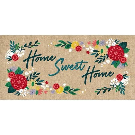 Evergreen Sassafras Switch Mat - Home Sweet Home Burlap, 10 Inch Durable Mat