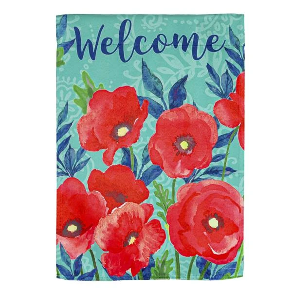 RED POPPIES GARDEN FLAG