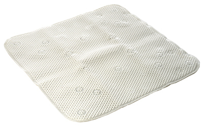 White Rubber Shower Mat, 21 Inches by 21 Inches, Non-Slip Bath Mat