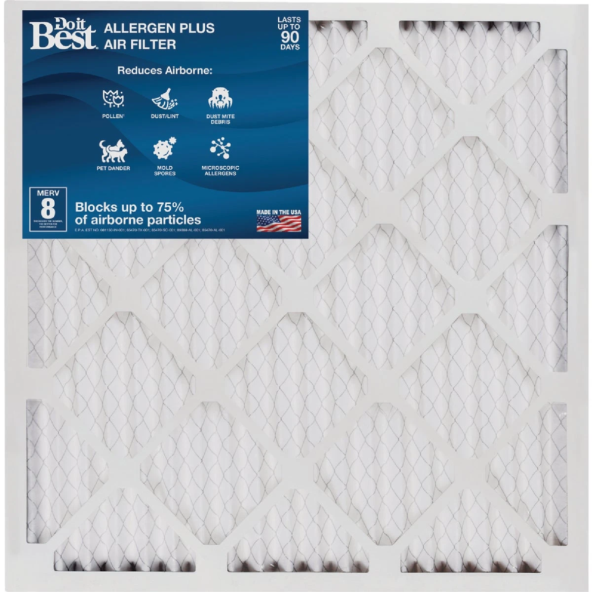 20" X 24" X 1" Merv 8 Pleated Furnace Filter - High Efficiency Air Filtration