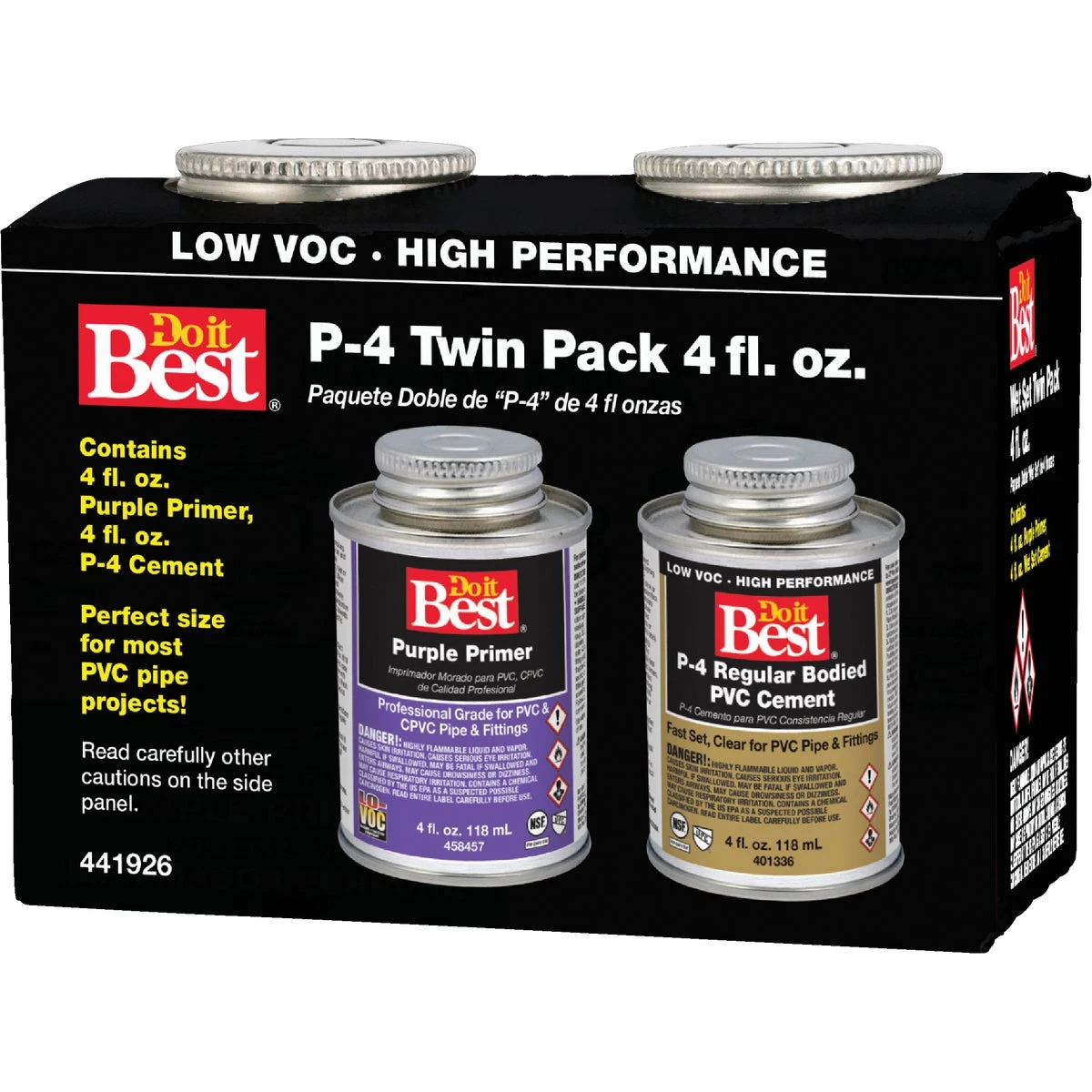 4 Oz. Regular Bodied Purple Pvc Cement And Primer Twin Pack