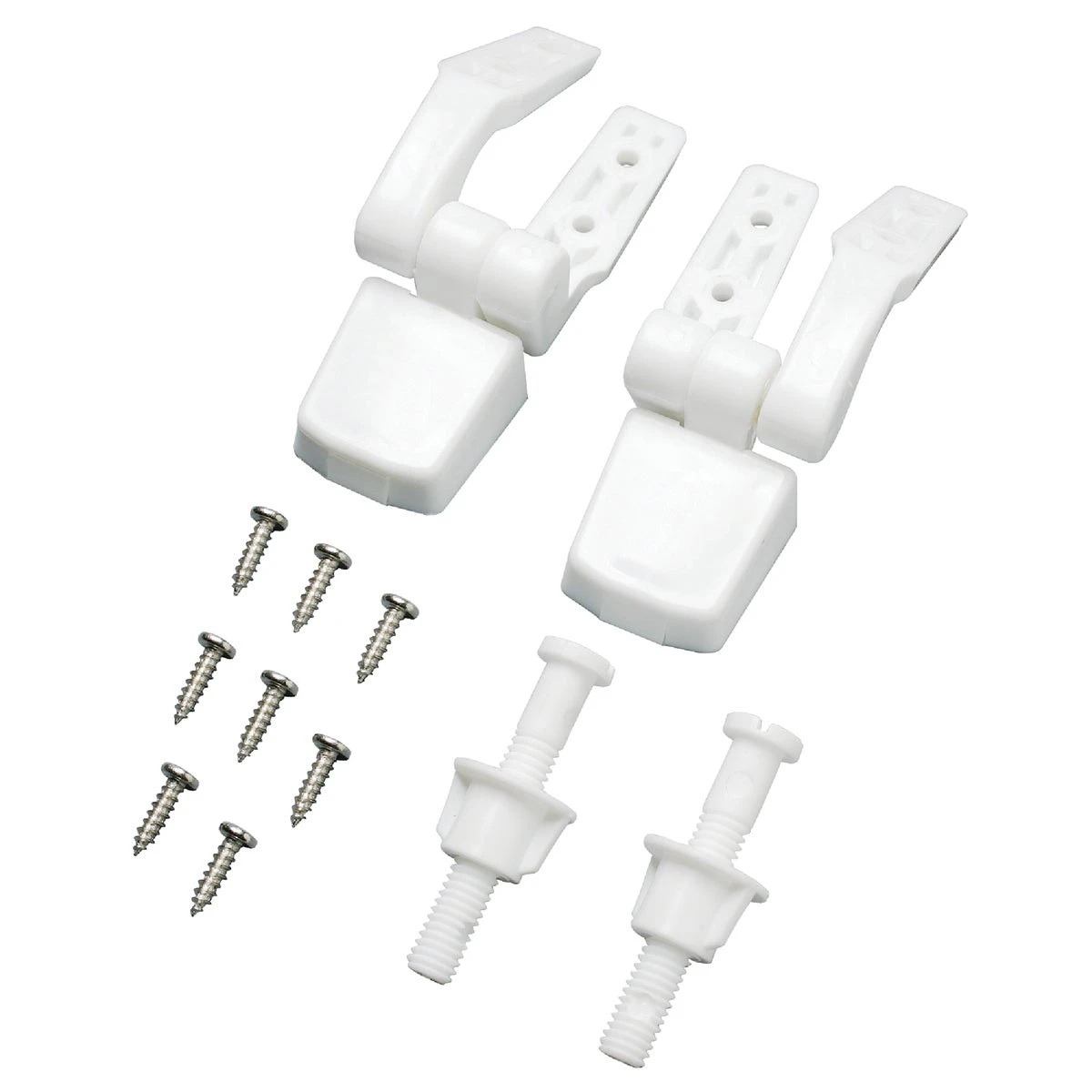 White Plastic Top Mount Toilet Seat Hinge - Universal Fit With Nuts And Bolts