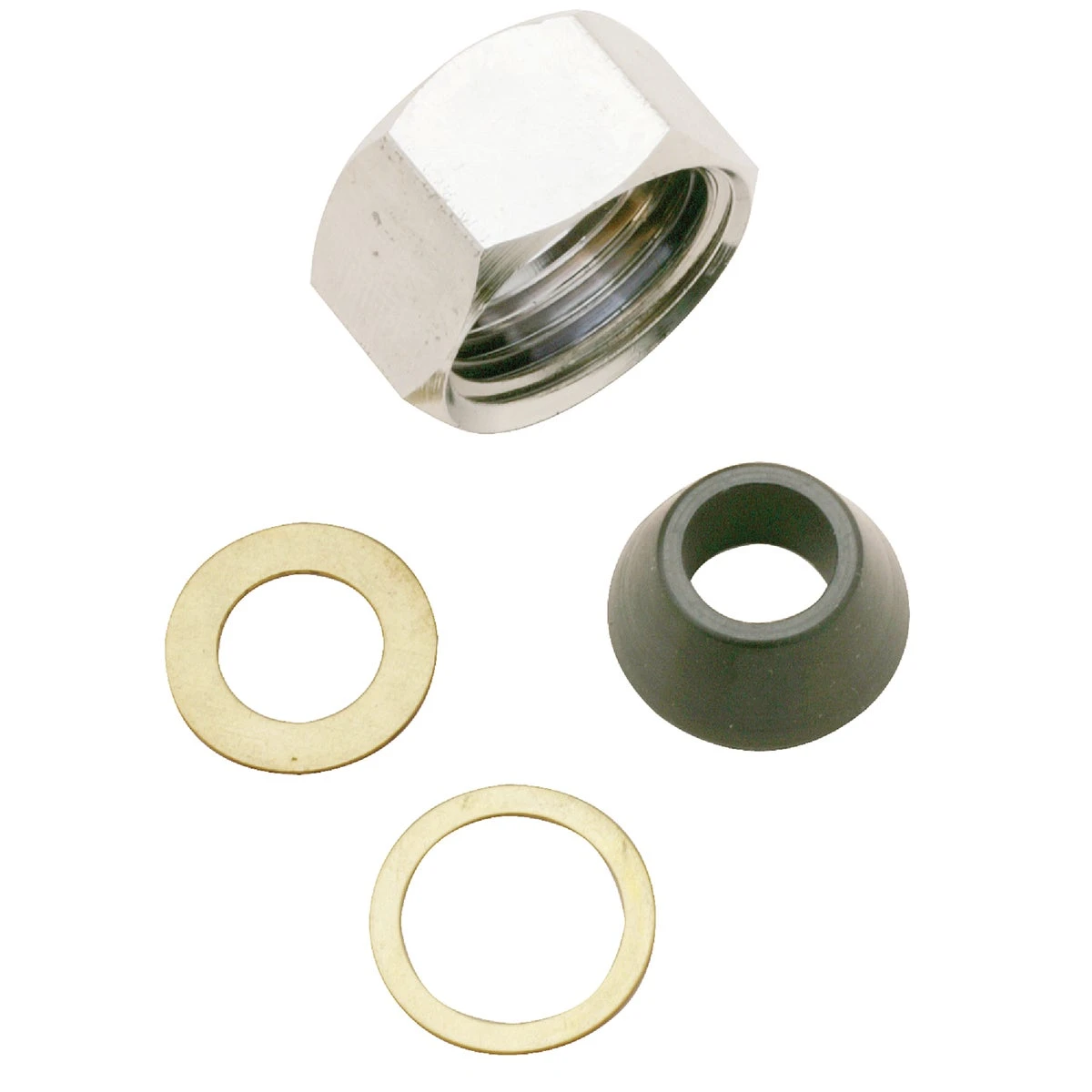 1/2 Inch X 7/16 Inch Chrome-plated Slip-joint Nut Set With Washer And Friction Ring