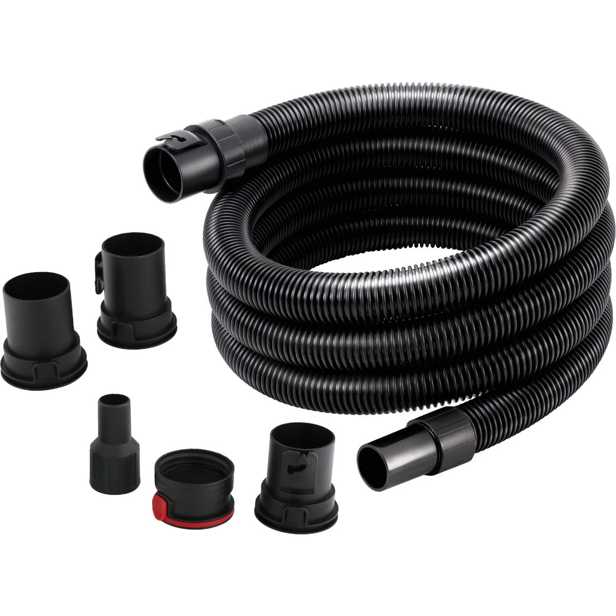 1-7/8" Diameter X 7' Length Black Plastic Wet/dry Vacuum Hose With Adapters