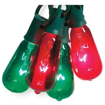 Christmas String Light Set, Edison Bulb, Green & Red, 10 Lights
